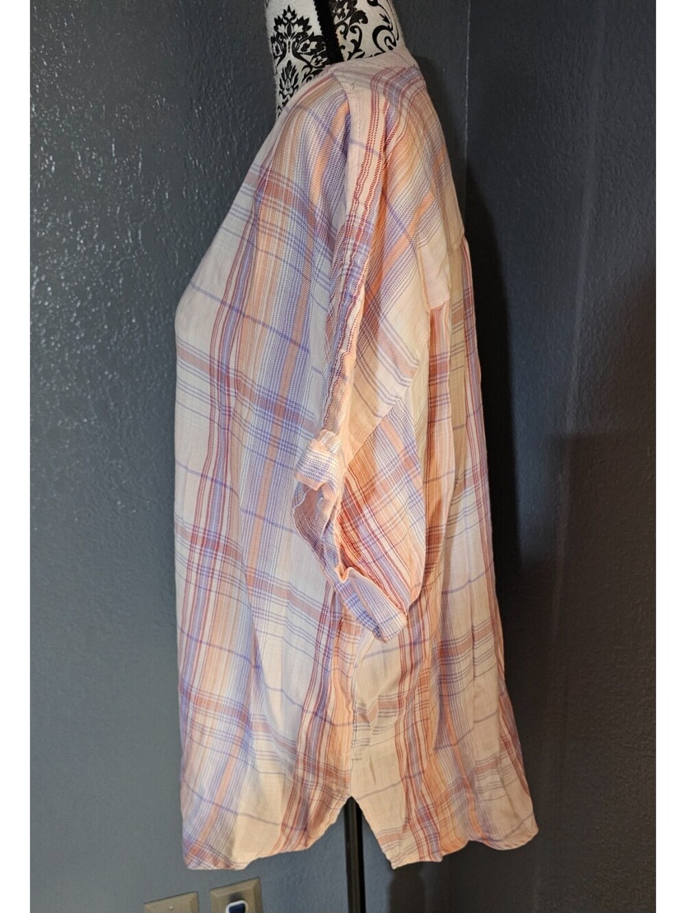 Women's Gloria Vanderbilt Button Up Blouse Size XXL Multicolor Short Sleeve Top - Picture 10 of 13
